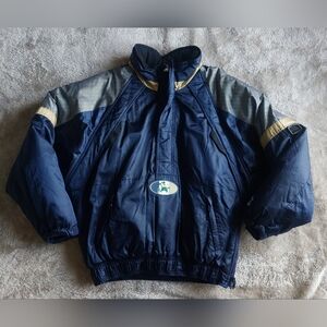 Vtg Starter Notre Dame Fighting Irish Men's Blue Quater Zip Puffer Jacket | L
